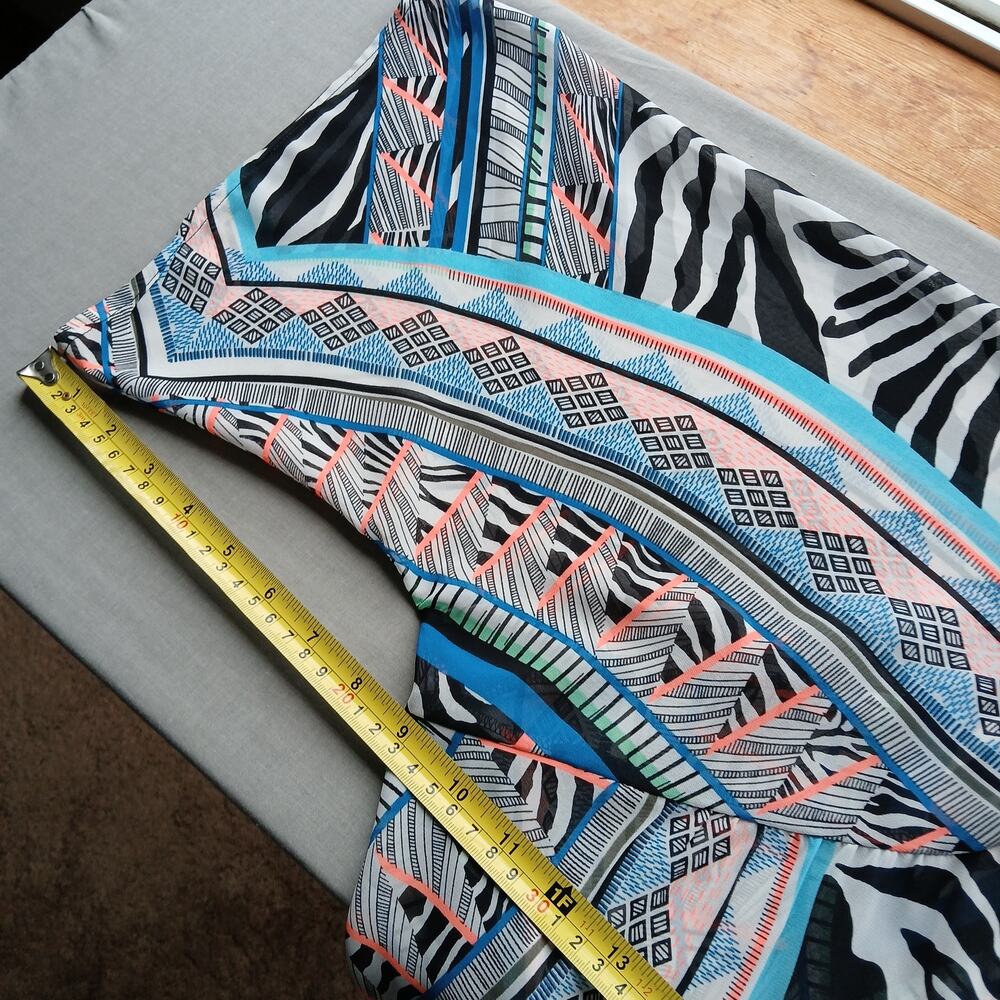Express Retro Sheer Chiffon Swim Cover Medium oversized tribal neon kimono style - Picture 9 of 11